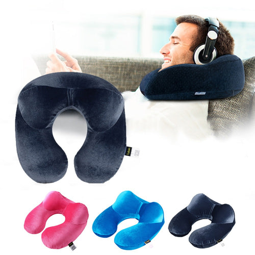 U-Shape Travel Cusion for Airplane Inflatable Neck Pillow